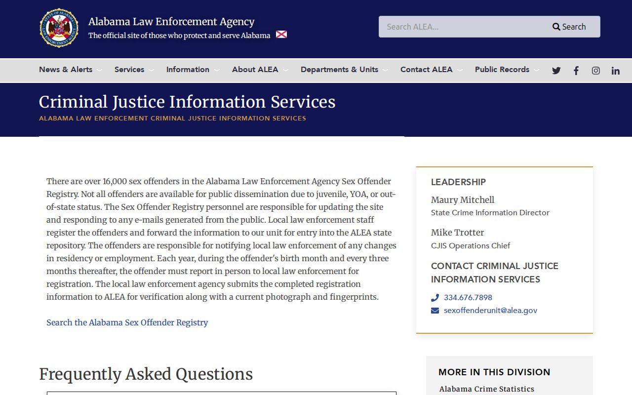 Perry County arrest records ALEA sex offender registry overview