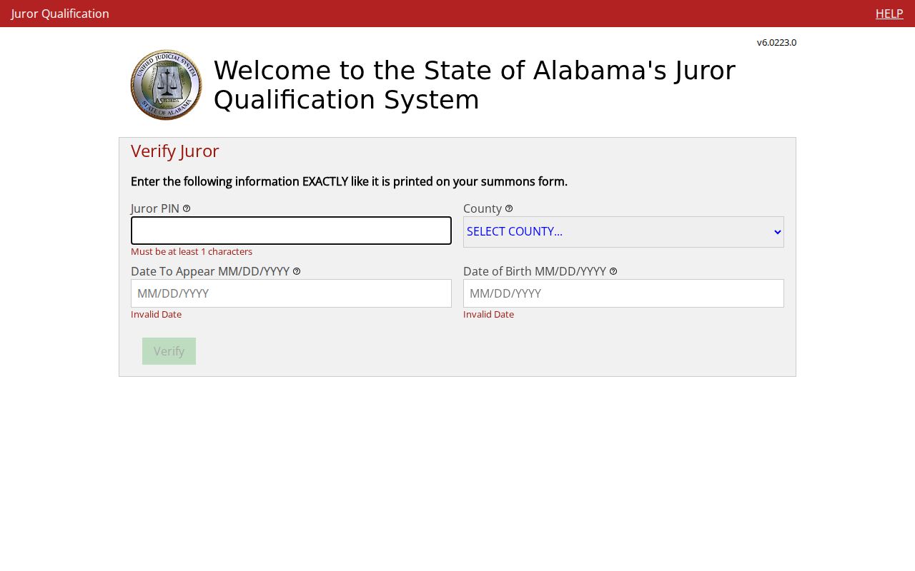 Perry County court dockets Alabama juror registration