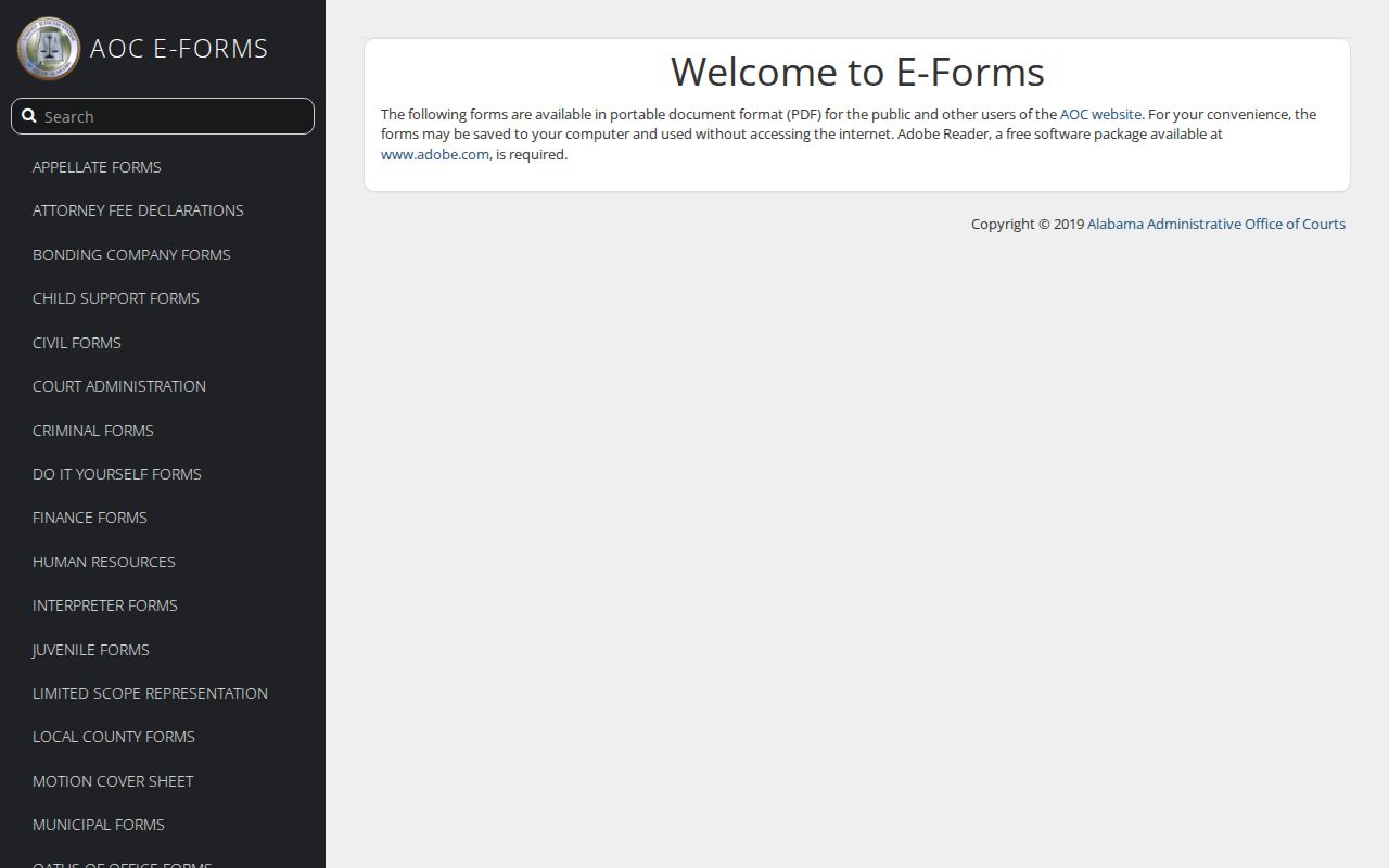 Perry County court records Alabama AOC e-forms