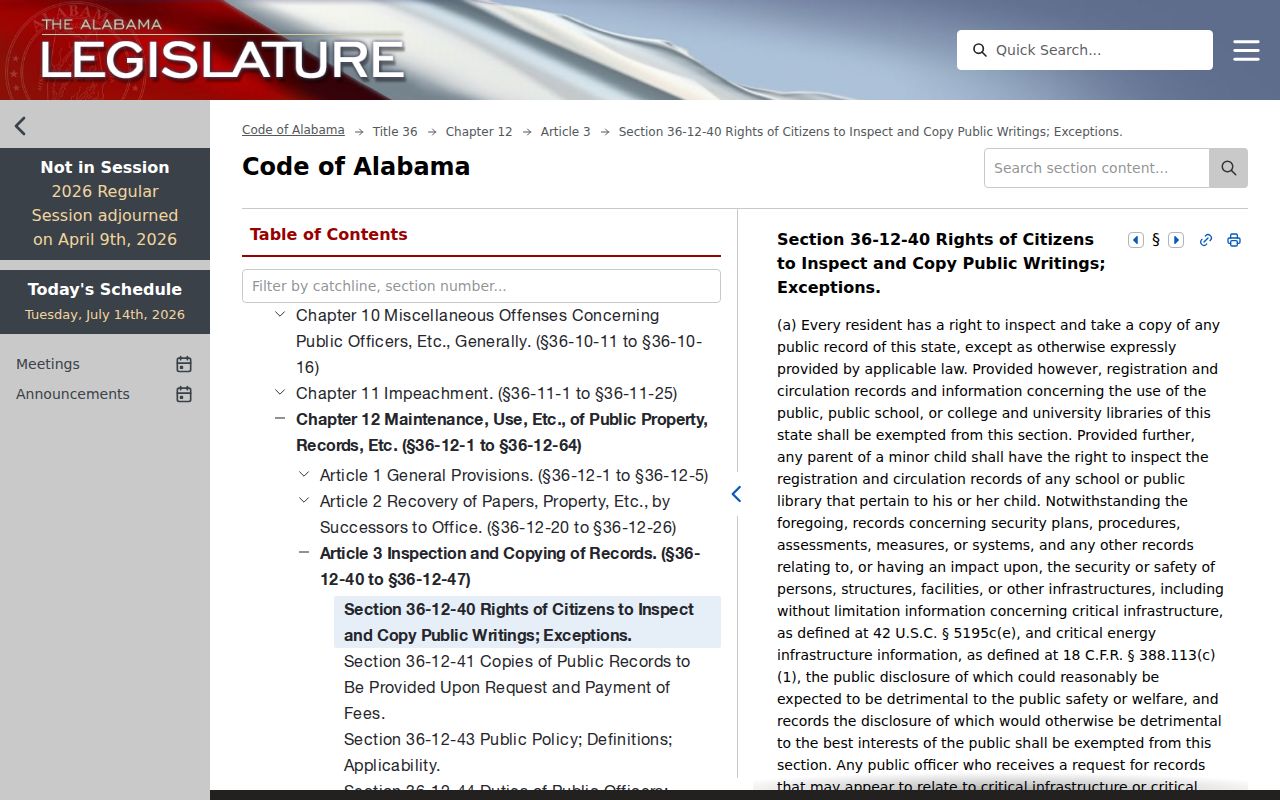 Perry County court records Alabama public records statute
