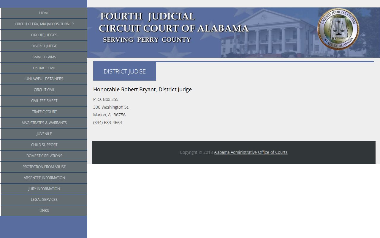 Perry County District Court judge information