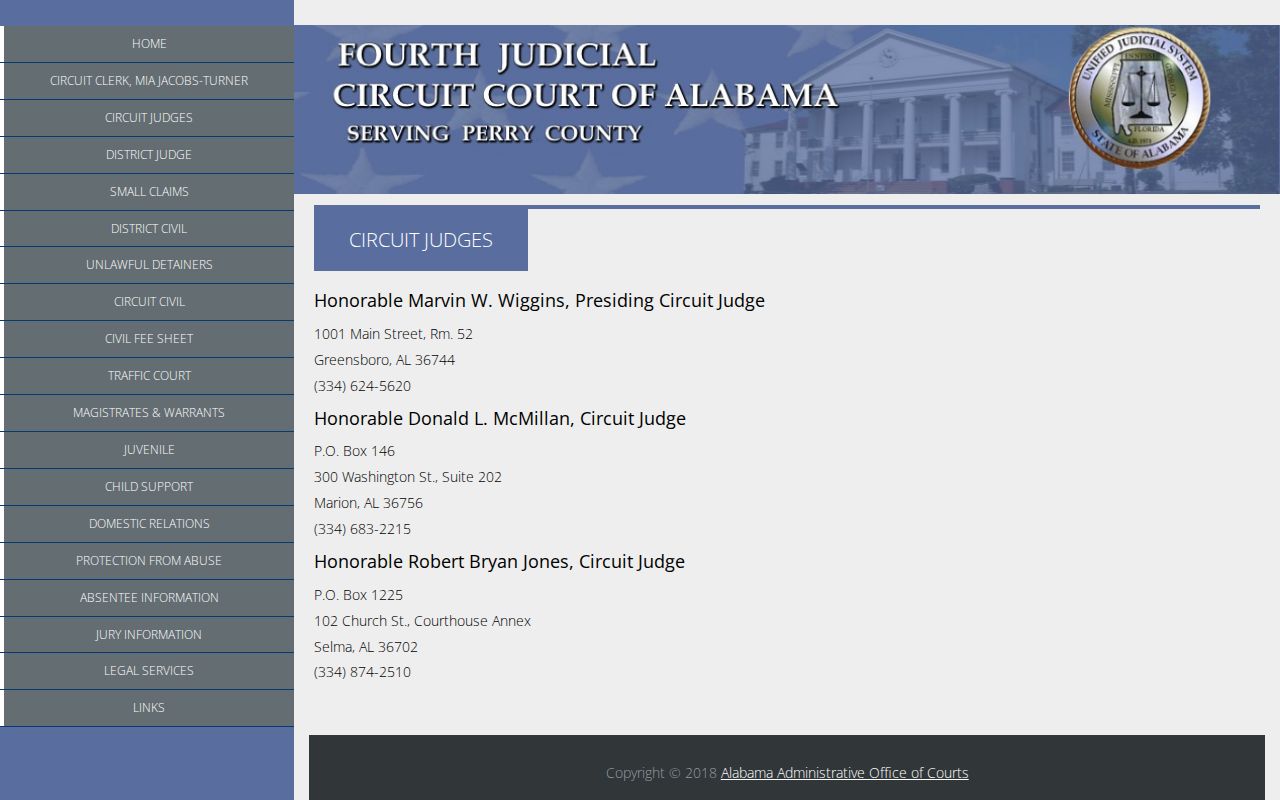 Fourth Judicial Circuit judges serving Perry County District Court