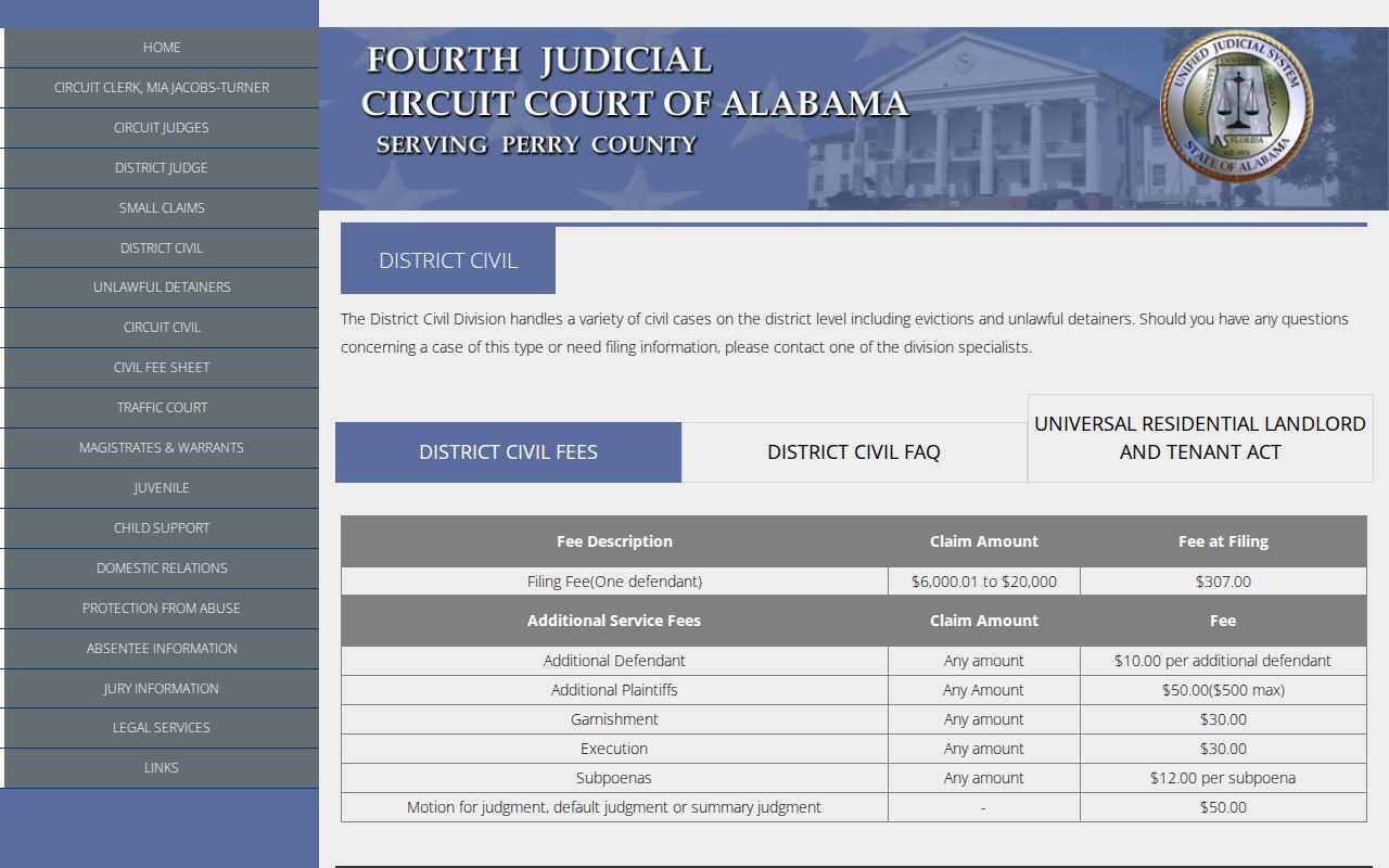 Perry County District Court civil case information