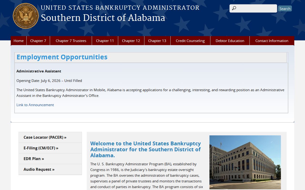 Bankruptcy Administrator information for federal cases from Perry County