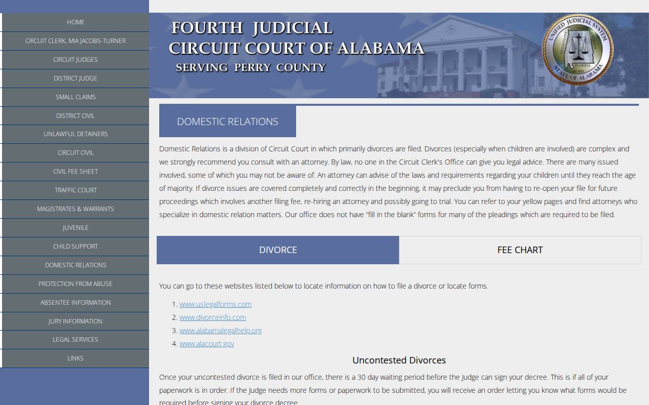 Perry County marriage and divorce records Domestic Relations court information